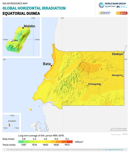 Global Horizontal Irradiation, Equatorial Guinea